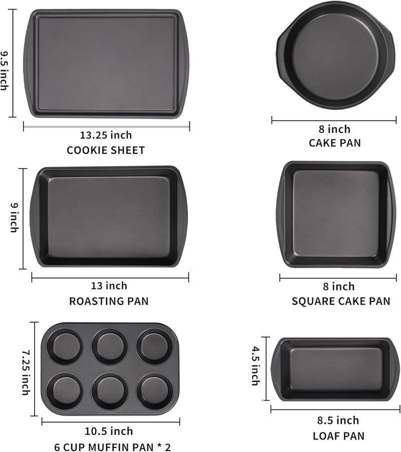 BLISI 7 Piece Baking Pans Set Non Stick, Heavy-Duty Carbon Steel Oven Pan Set Include Muffin Pan, Loaf Pan, Cake Pan & Roasting Pan, PFA Free Non Toxic Make a Great Gift for Family - Image 3